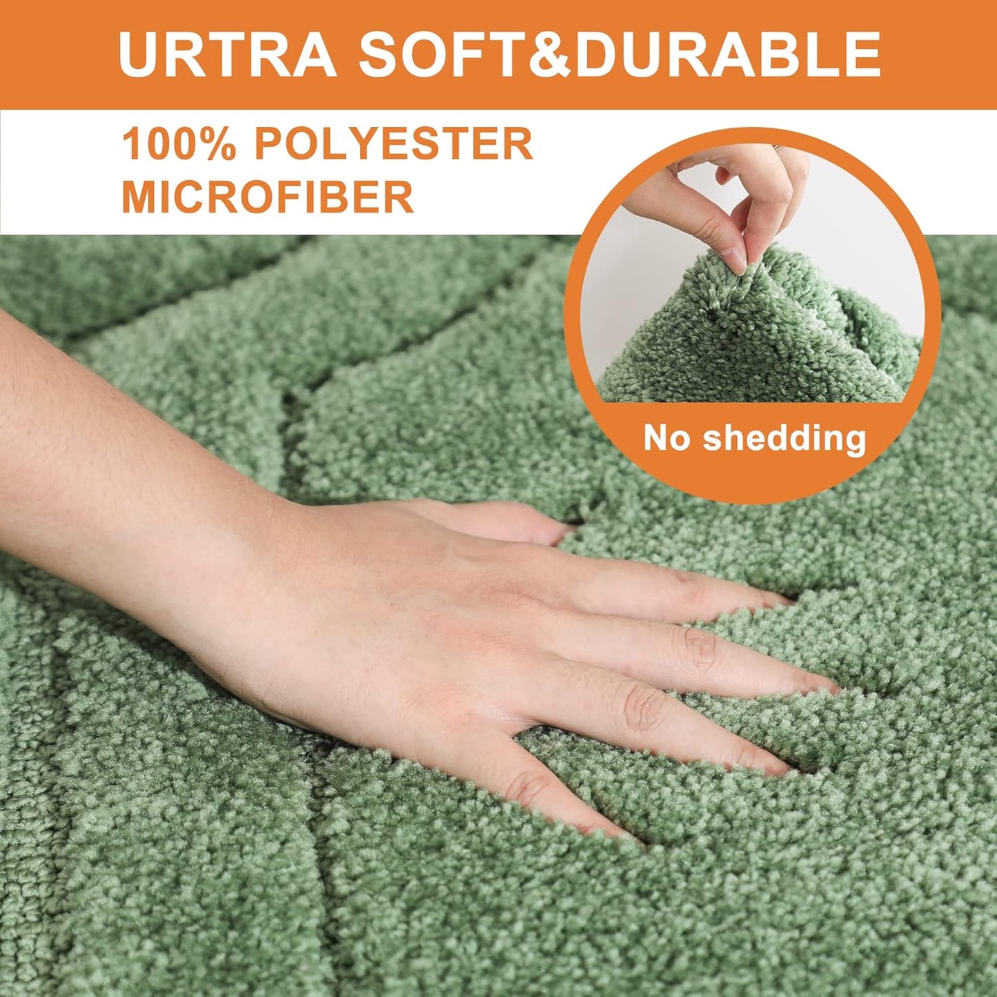 BEQHAUSE Bathroom-Rugs-Non-Slip-Bath Mats for Bathrooms Soft and Absorbent Polyester Microfiber Bathmat Machine Washable Quick Dry Shaggy Shower Mat for Bathtub and Sink,24" x36”,Green