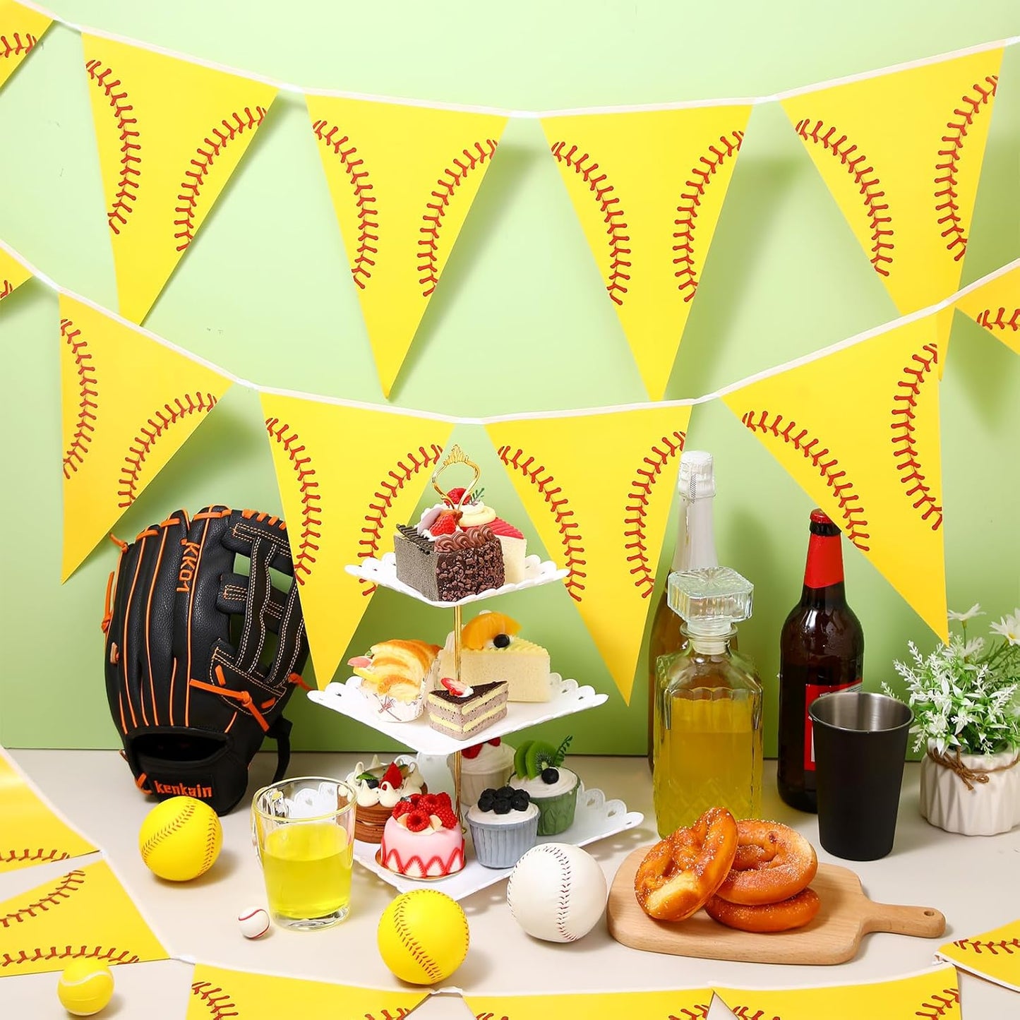 Jetec 5 Pcs 49 Ft Softball Party Decorations Pennant Banner Pre-Assembled Sport Triangle Flag Bunting Garland for Softball Birthday Party Supplies Sport Theme Decorations