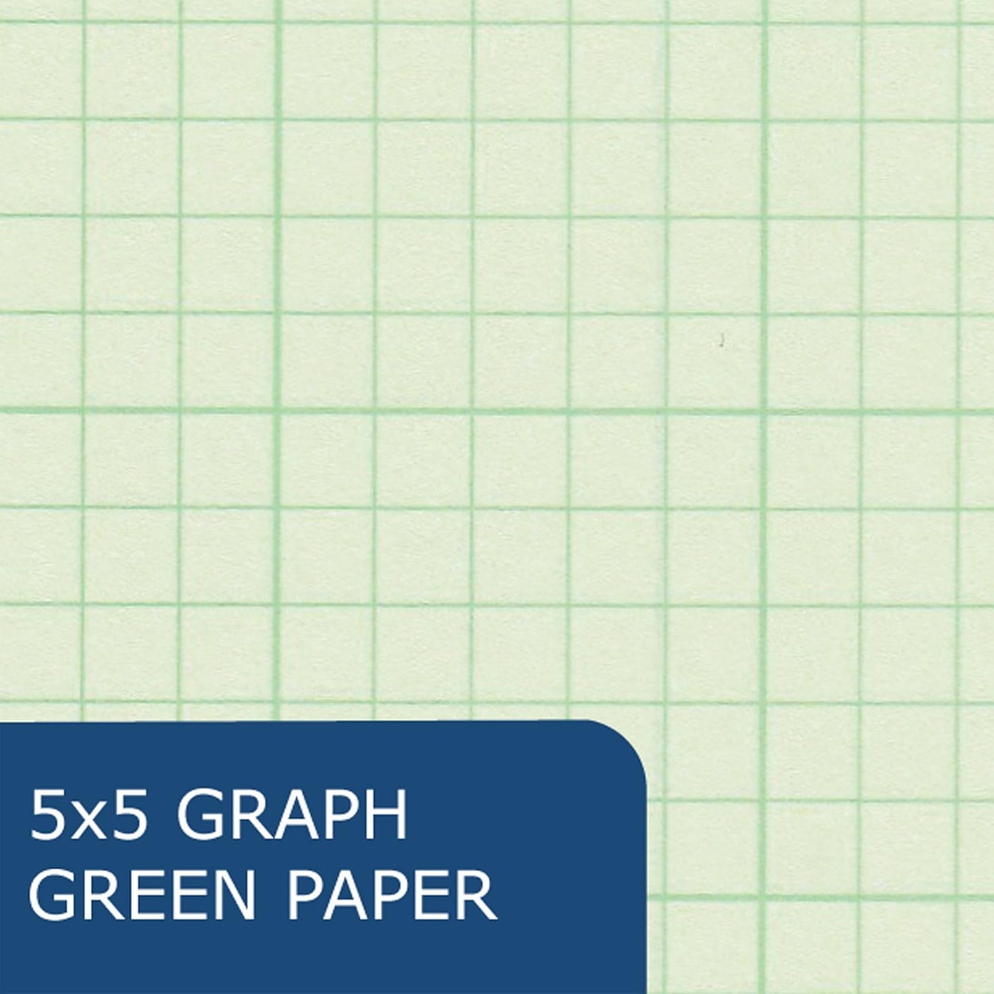 ROARING SPRING Engineering Pad, 8.5" x 11", 100 Sheets 15lb Green Paper, 5x5 Printed Back Enclosed Grid, Top Glued, 3-Hole Punched, Proudly Made in USA, Heavy Backing Board