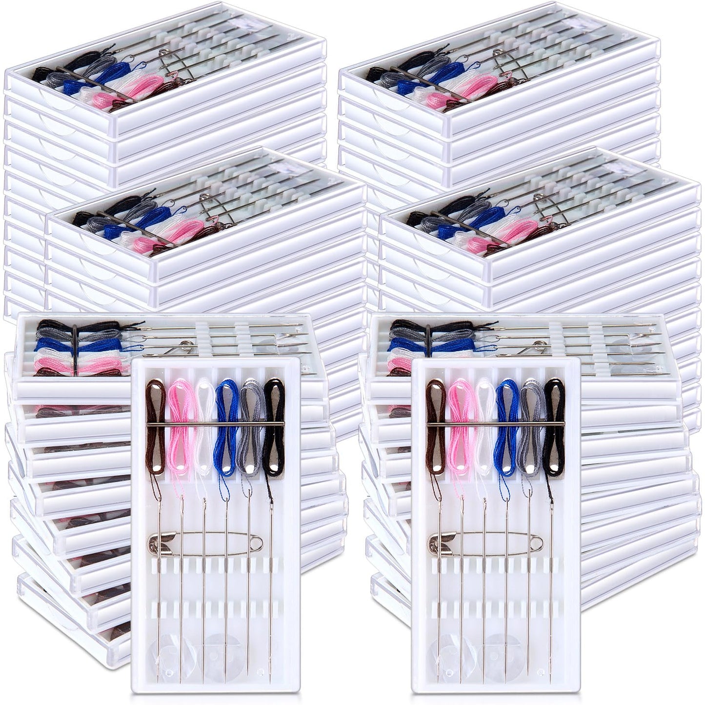 Leyndo 60 Boxes Quick Fix Sewing Kit Pre Threaded Needle Travel Kit Personal Needle and Thread Mending Sewing for Christmas Cloth Repairing Home Necessities(Random Color,6 Threads)