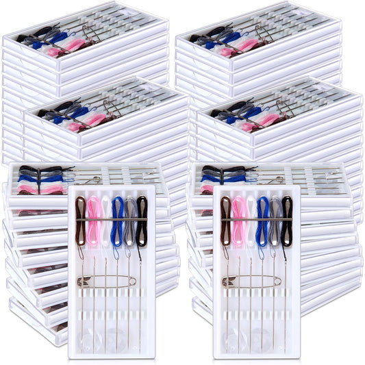 Leyndo 60 Boxes Quick Fix Sewing Kit Pre Threaded Needle Travel Kit Personal Needle and Thread Mending Sewing for Christmas Cloth Repairing Home Necessities(Random Color,6 Threads)