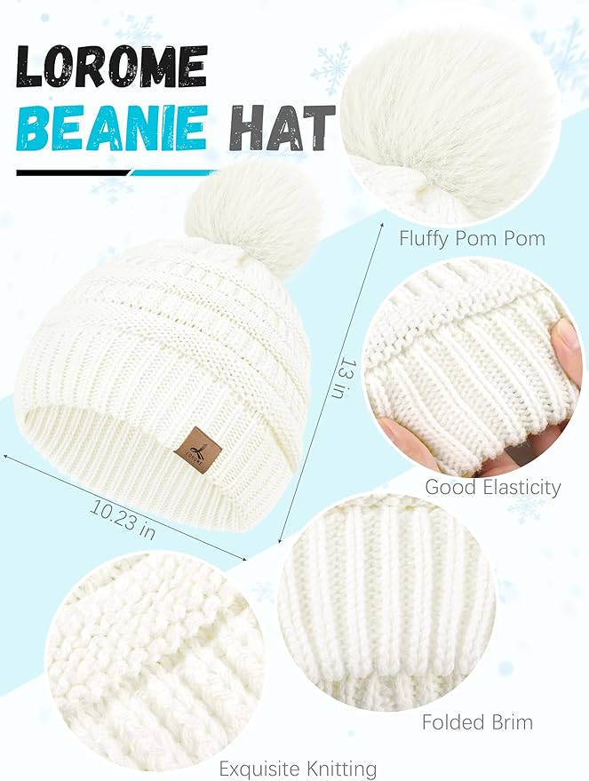 Winter Hat Scarf Gloves and Ear Warmer, Warm Knit Beanie Hat Touch Screen Gloves Set Winter Gifts Neck Scarves for Women