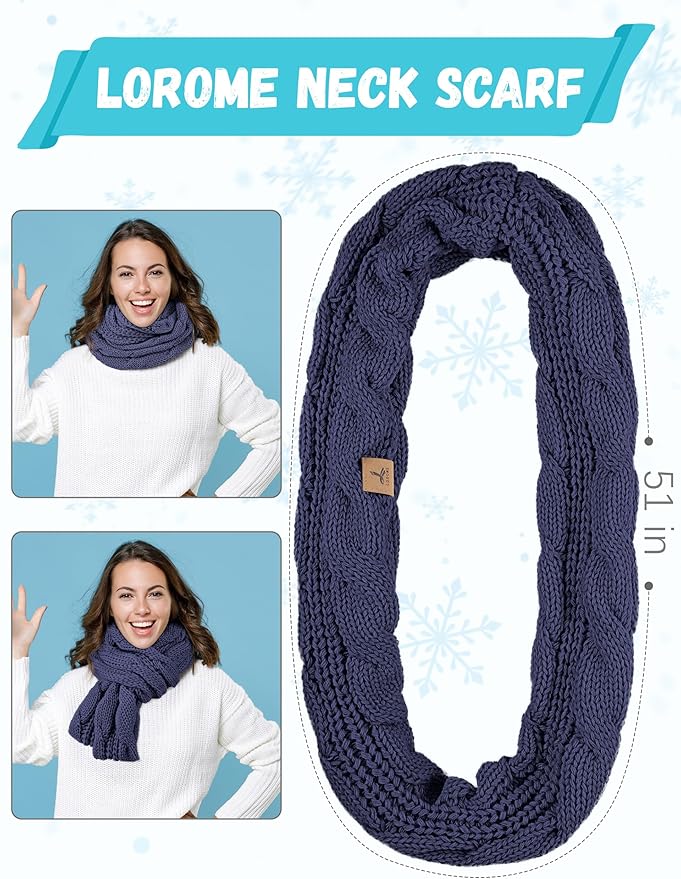 Winter Hat Scarf Gloves and Ear Warmer, Warm Knit Beanie Hat Touch Screen Gloves Set Winter Gifts Neck Scarves for Women