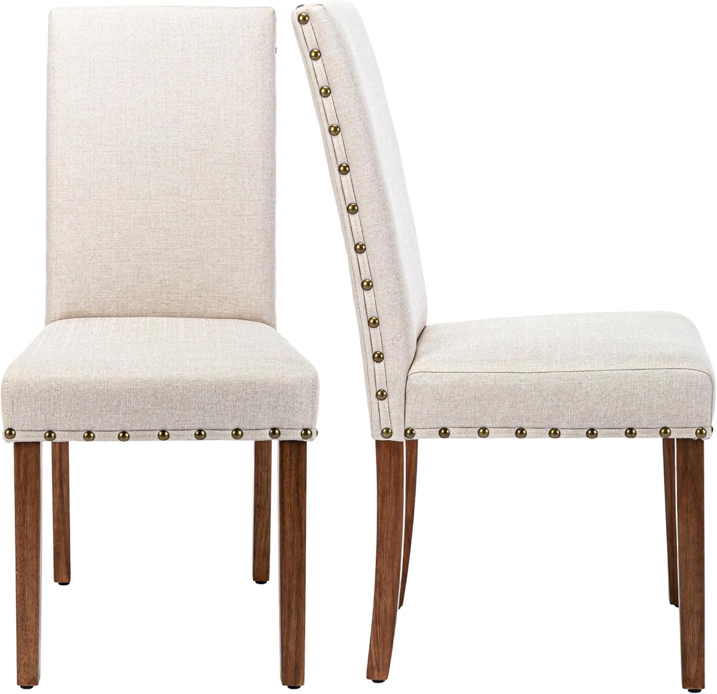 Parsons Kitchen Dining Chair Set Room Modern Upholstered Stylish Fabric High Back with Bronze Nailhead Trim