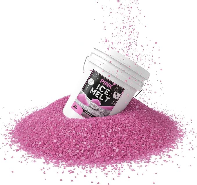 Peach Country Pink Ice Melt Pet Friendlier Eco-Friendly De-Icer, Fast-Acting Granules for Driveways, Walkways & Entryways, 8 lb Pail