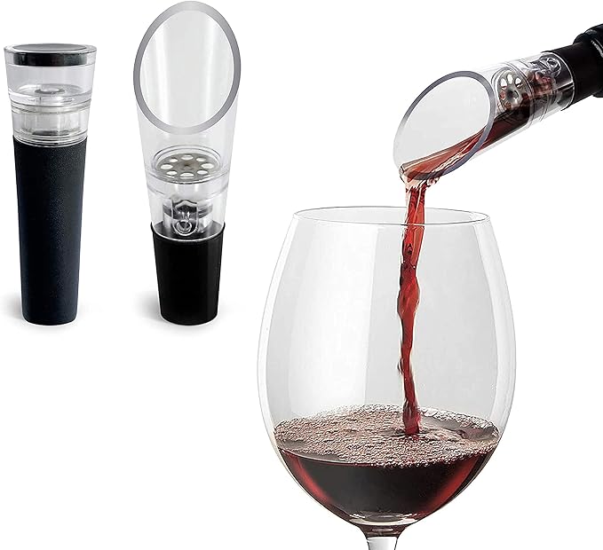 TenTen Labs Wine Aerator and Pump Classic (2-pack) - Aerating Spout and Vacuum Stopper - Gift Box Included