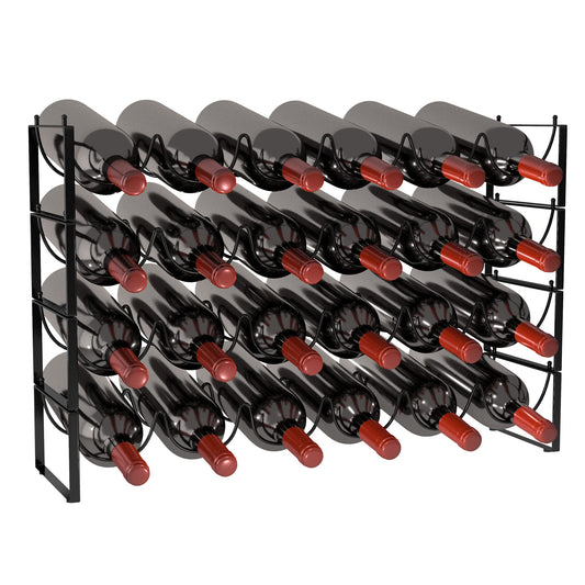 TONLEA 4 Tier Wine Rack - 3-in-1, Stackable, 24-Bottle Wine Storage Rack for Cabinet or Pantry (Dark Black, Version 3.0)