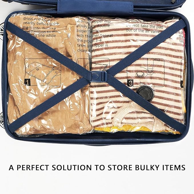 SUOCO 8 Jumbo Vacuum Storage Bags, Vacuum Seal Bags for Clothing, Travel Space Saver Bags for Luggage Clothes Pillows Comforters Blankets Bedding