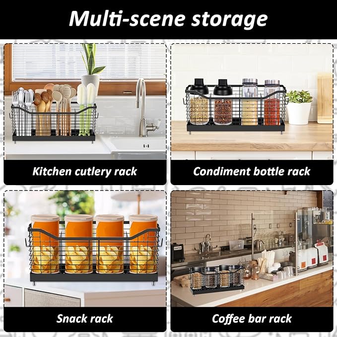 Utensil Holder Metal Counter Large Capacity Stable Cooking Utensil Organizer with 4 Nonslip Feet Cooking Utensil Holder for Home Kitchens