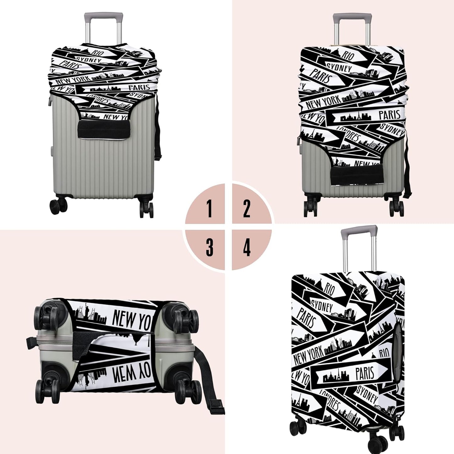 Travel Luggage Cover Suitcase Protector Fits 18-32 Inch Wheel Covers PatternedTravel Related Items Flower Luggage Protector Elastic S