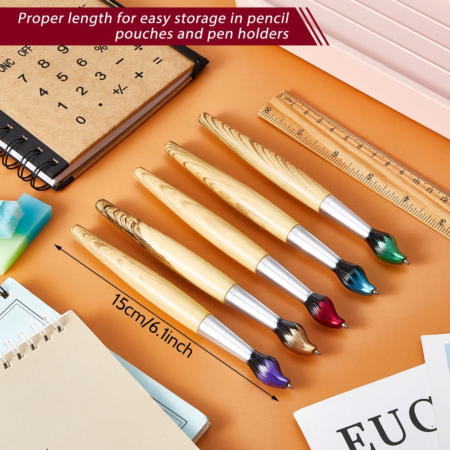 Outus Paintbrush Pens Bamboo Paint Brush Shape Retractable Novelty Ballpoint Pens Appreciation Gifts for Art Teachers Art Themed Party Supplies(30 Pieces)