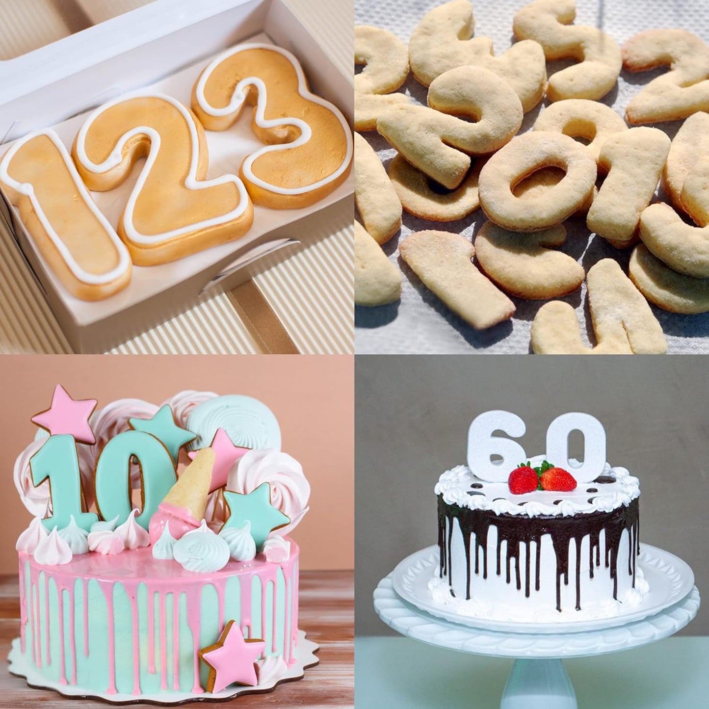 9PCS Number Cookie Cutters Set, Birthday Numbers 0-8(6 Reverses to 9), 4 Inches Stainless Steel Cookie Cutters for Baking, Number Shaped Baking Tool for Homemaking Biscuit, Cookie, Dough