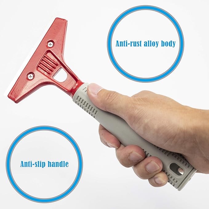 Razor Blade Scraper 2-Pack, Sticker Removers, Heavy Duty Extendable Scraping Tools Set with Screwdriver and 10 pcs Extra Stainless Steel Razor Blades for Window Glass Granite Wall Clean