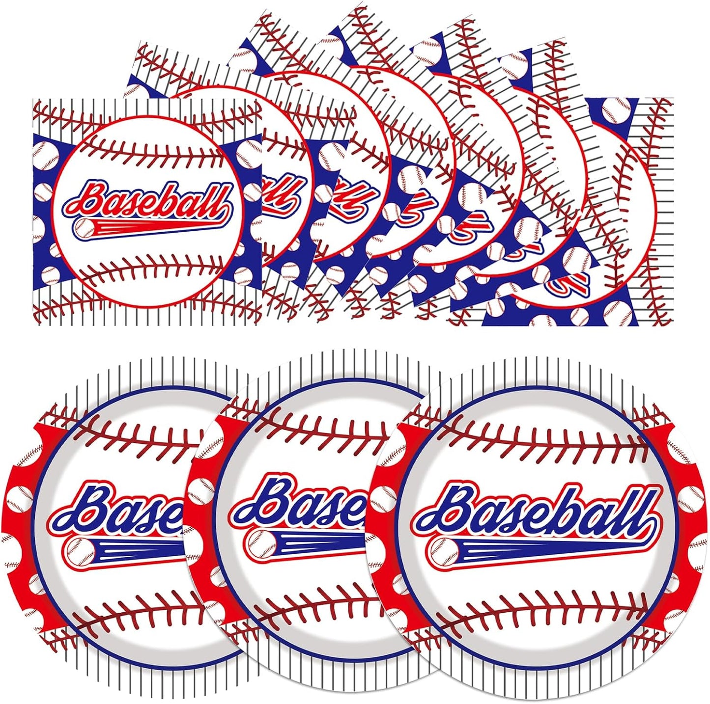40PCS Baseball Paper Plates and Napkins Party Supplies, Disposable Baseball Party Plates and Napkins Tableware Set for Baseball Birthday Party Decorations Serves 20 Guests (Baseball)