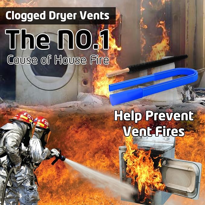 2 Pieces Dryer Vent Cleaner Kit Compatible with All Vacuum Cleaner, Dryer Lint Brush and Vacuum Hose Attachment, Quickly Lint Remover, Deep Blue