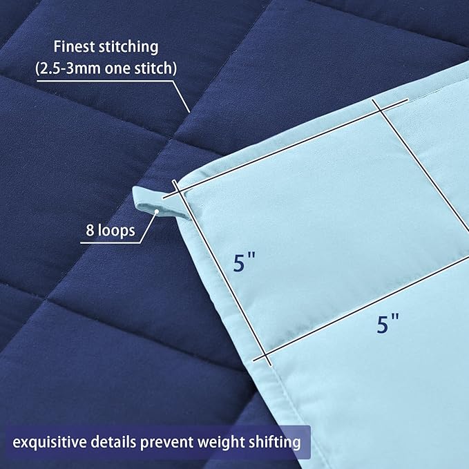 yescool Weighted Blanket for Adults (30 lbs, 88” x 104”, Navy & Blue) Cooling Heavy Blanket for Sleeping Perfect for 290-310 lbs, King Size Breathable Blanket with Premium Glass Bead