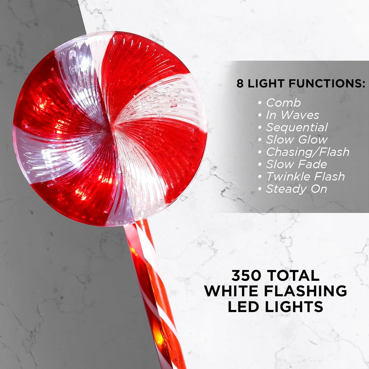 Alpine Corporation | 28" H Outdoor Candy Cane Pathway Christmas Stakes — Set of 3 with Multi-Function Red & White LED Lights — Festive Holiday Yard Decor