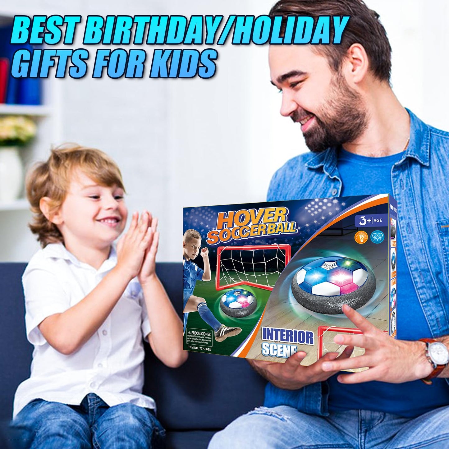 2 Pack Hover Soccer Ball Set with 2 Goals - Rechargeable LED Air Power Football, Indoor/Outdoor Floating Hover Ball Toy, USB Charging Soccer Gifts for Boys & Girls Ages 3-12, Birthday/Holiday Presents
