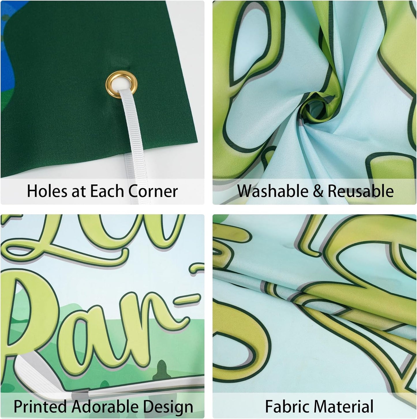 Golf Party Decorations Backdrop Banner - Let’s Par‑Tee Vinyl Photo Background for Retirement Birthday Decor, Golf Party Banners with Fairway Green Pattern Design (71x43 in)