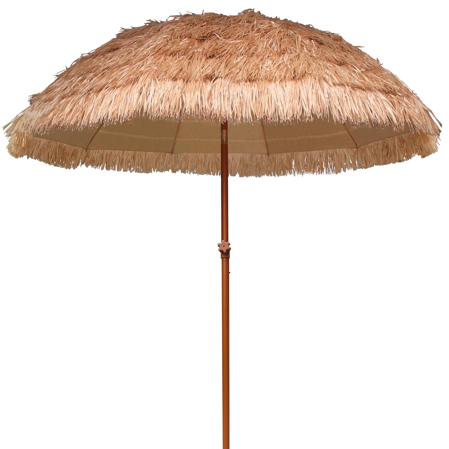 AMMSUN 7.5ft Hula Thatched Tiki Patio Beach Umbrella Hawaiian Style 10 Ribs UPF 50+ with Tilt Carry Bag for Outdoor Tiki Bar, Tropical Palapa, Patio Garden Beach Pool Backyard Natural Color