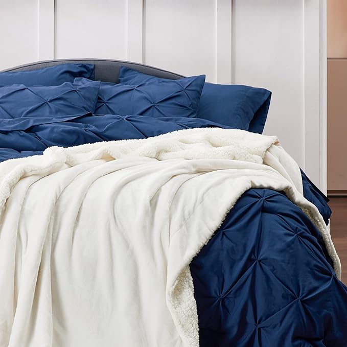 Bedsure GentleSoft Sherpa Fleece Blankets King Size for Bed - Thick and Warm Throw for Women and Men, Soft Fuzzy Plush King Blanket for Winter, Non-Heated, Cream, 108x90 Inches