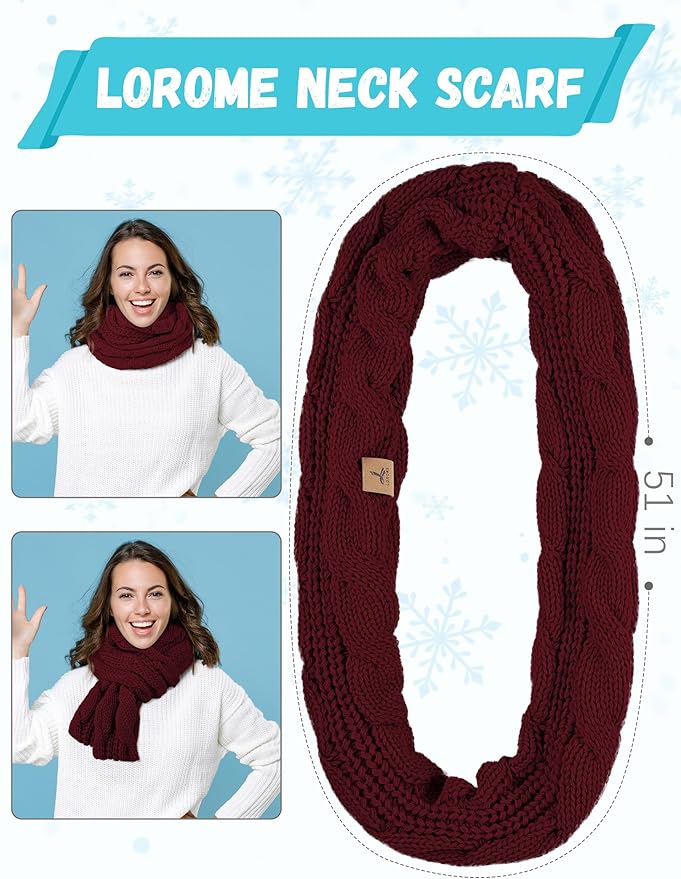 Winter Hat Scarf Gloves and Ear Warmer, Warm Knit Beanie Hat Touch Screen Gloves Set Winter Gifts Neck Scarves for Women