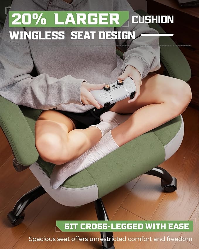 GTPLAYER Gaming Chair, Computer Chair with Footrest and Lumbar Support for Adults, 360°-Swivel Big & Tall Reclining Seat for Office or Gaming (Green)