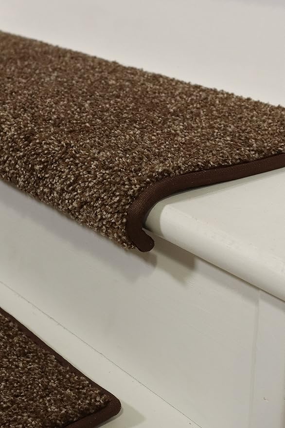 Oak Valley Designs™ Rounded Bullnose Carpet Stair Treads - Anti Slip Indoor Stair Mats for Wooden Stairs, Style: Stoney Brook, Black Walnut 31" W X 9.75" D (Set of 14)