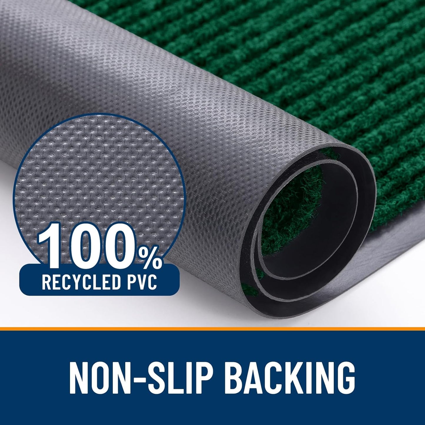 OLANLY Front Door Mat Indoor Outdoor Entrance, Waterproof Heavy Duty Doormat, Fade Resistant, Low Profile, Easy Clean Patio Porch Welcome Floor Mats for Entry, 47x32, Green