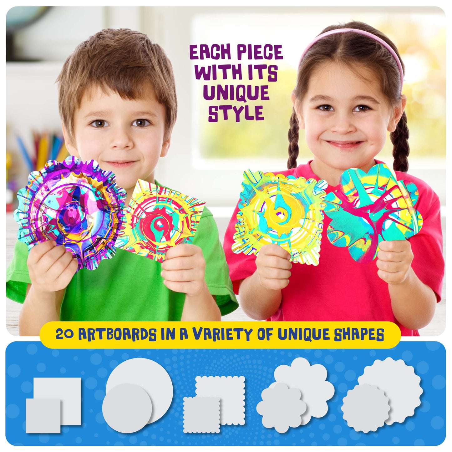 Dan&Darci Paint Vortex Spin Art Machine - Kids Art Kit for Boys & Girls Ages 6+, Motorized Spinner with Splash Guard, Metallic Paints & 20 Artboards - Birthday Gifts for Girls - Craft Kit