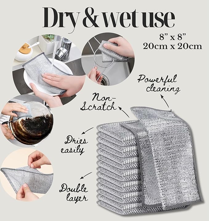 MIMI MIMI Cleaning Supplies - 27Pcs Cleaning Tools - 5 Scrub Sponges, 12 Crevice Cleaning Brush, 10 Non Scratch Wire Dishcloth. Smart Kitchen Tools, Bathroom & Kitchen. Home Must Haves.