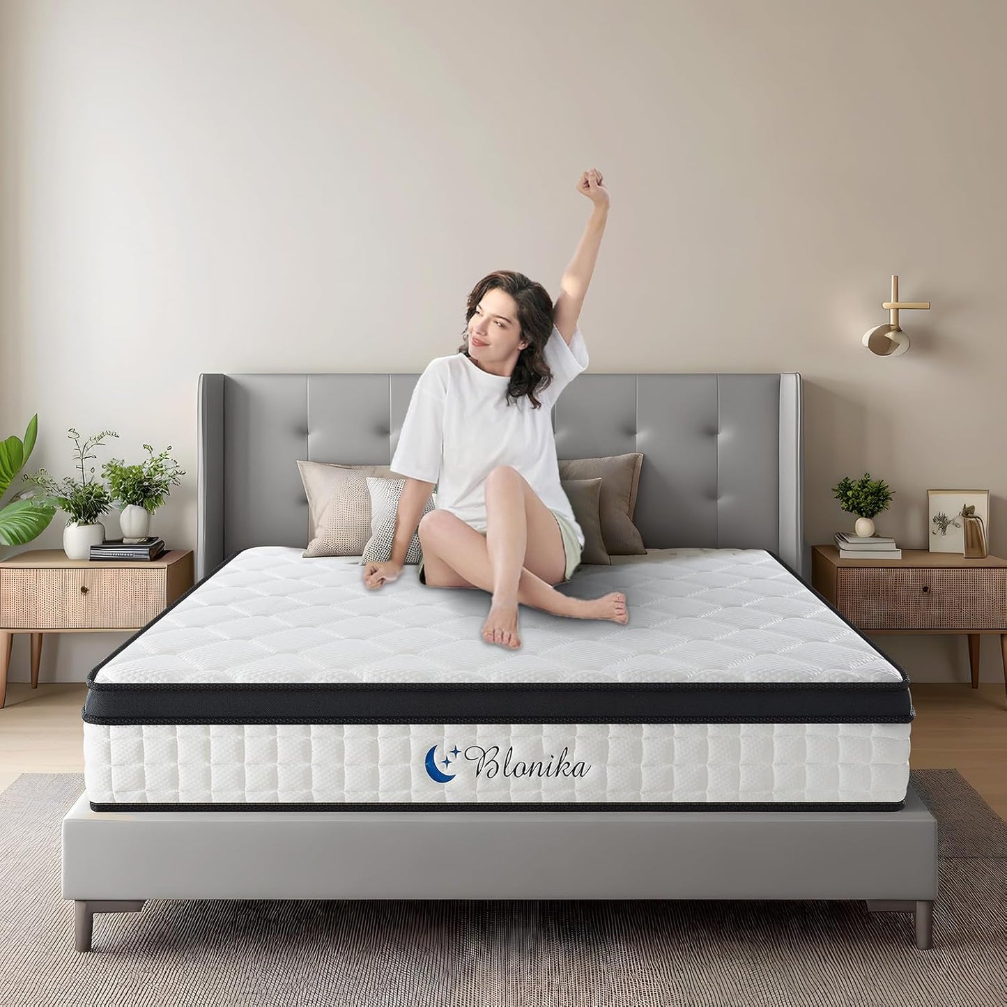 Queen Mattress, 12 Inch Queen Size Mattress in a Box, Medium Firm, Memory Foam with Individual Pocket Spring for Pressure Relief & Motion Isolation, Strong Edge Support