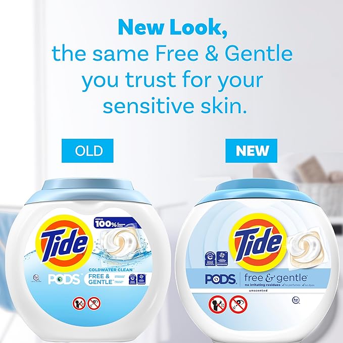 Tide PODS Free & Gentle Laundry Detergent Soap Pacs, 102 Count, Laundry Detergent Pacs, Laundry PODS Detergent