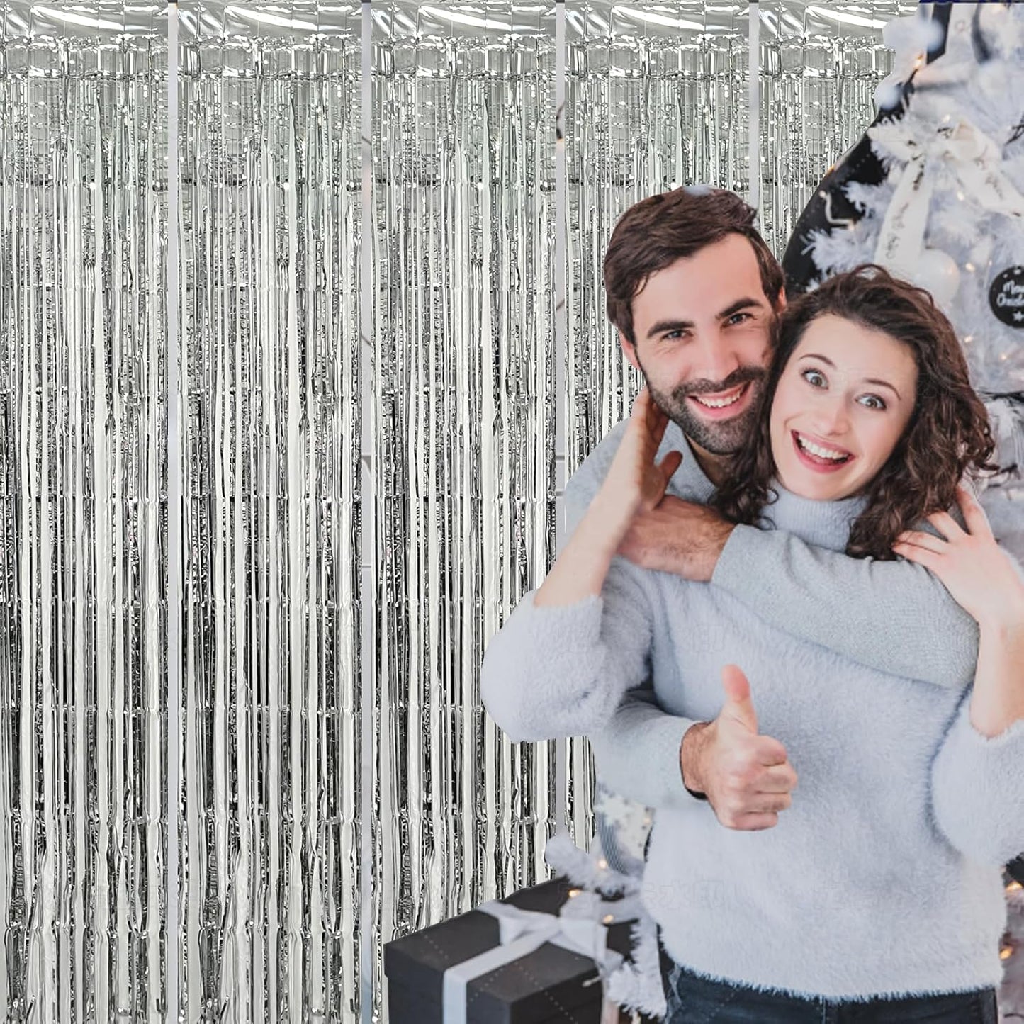 Foil Curtain Backdrop Metallic Tinsel Foil Fringe Curtains Photo Booth Props for Birthday Wedding Engagement Bachelorette Christmas Holiday Celebration Party Decorations Supplies (yinse-3-fba)