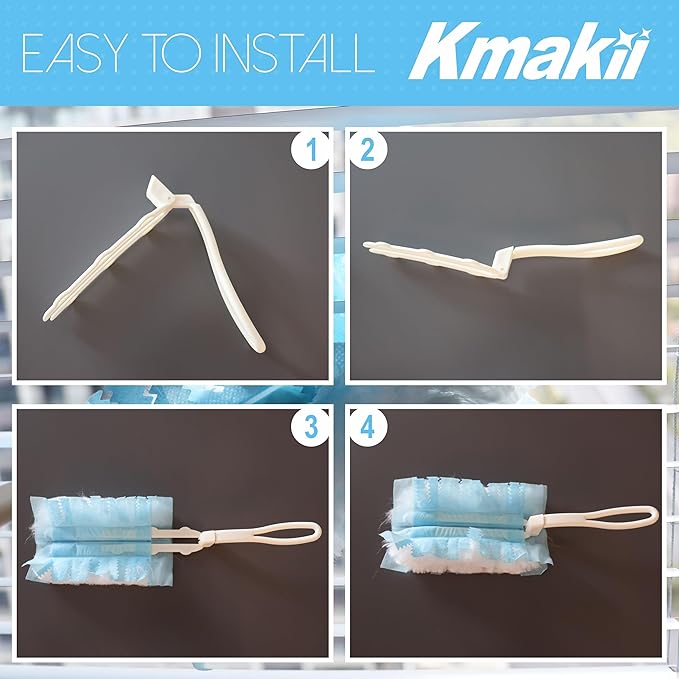 KMAKII Disposable Duster Refills, Compatible with S wiffer,Heavy Duty Electrostatic Blue Duster Heads, Ideal for Home Cleaning, Furniture, 1 Short Handle and 20 Refills