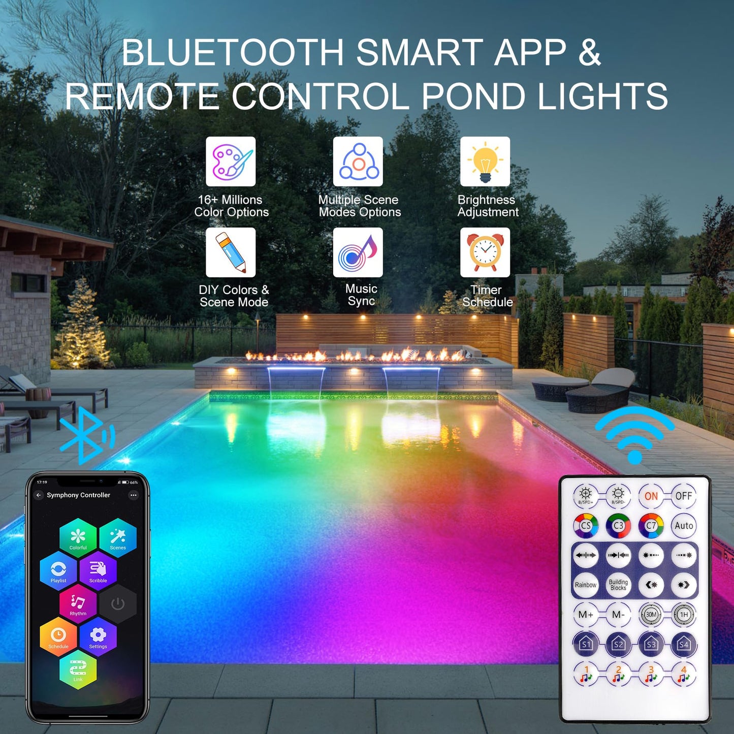 CREPOW RGB Underwater Pond Lights, Super Bright LED Submersible Fountain Light Colored Landscape Spotlights, Bluetooth APP Control IP68 Waterproof for Fish Aquarium Tank Garden Yard Pool (Set of 6)
