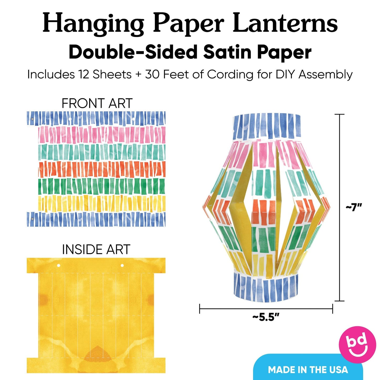 Big Dot of Happiness Fiesta 3D Hanging Paper Lanterns Banner Kit, 12 Ct Mexican Themed Party Decorations, DIY Craft Decorating Set with 30 Feet of Cord