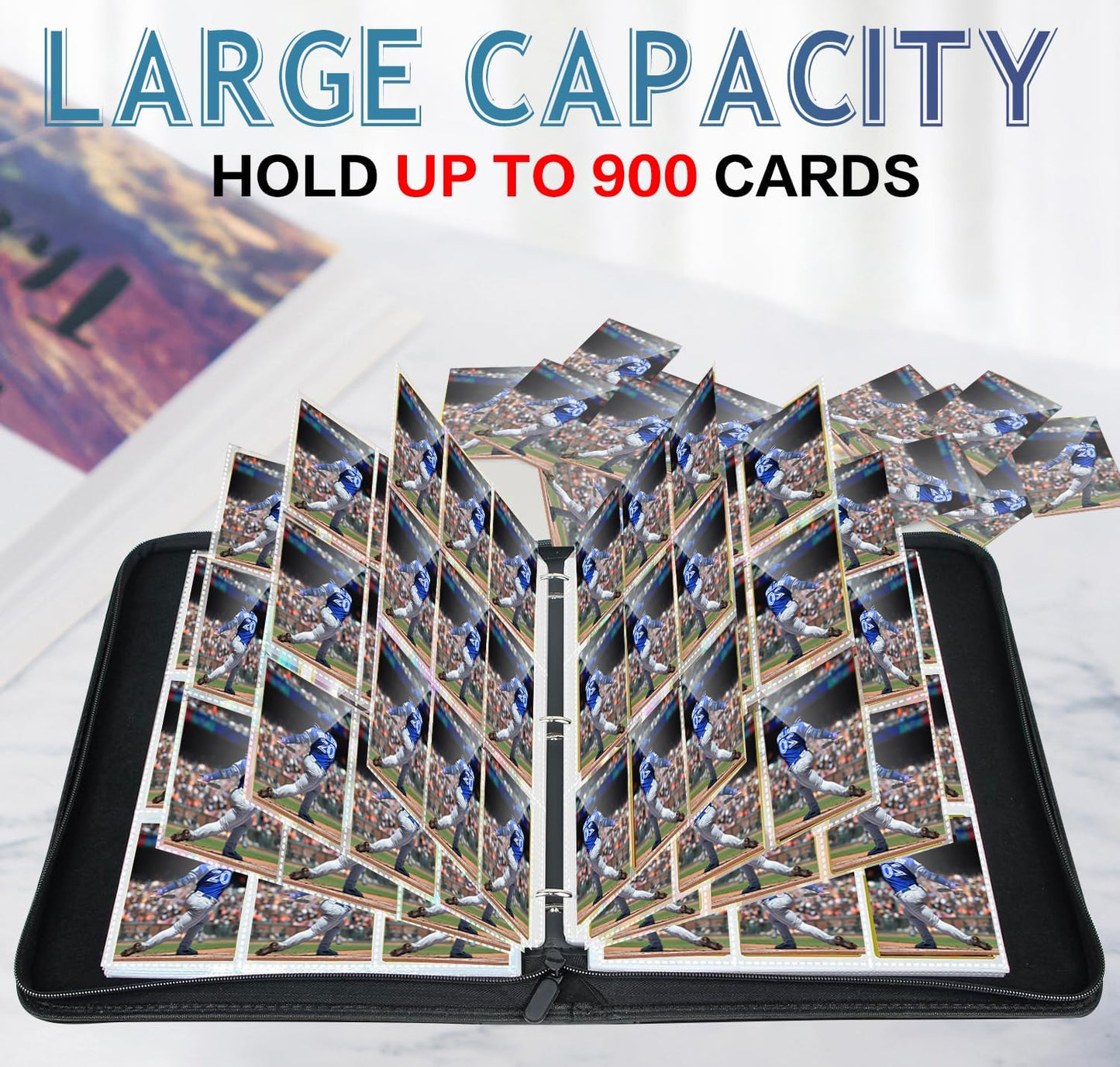 900 Pockets Trading Card Binder, Football Card Binder Album, Rugby Card Collector Album, PU Leather Card Collector Folder for MTG, Game Cards, Sports Cards (Football)