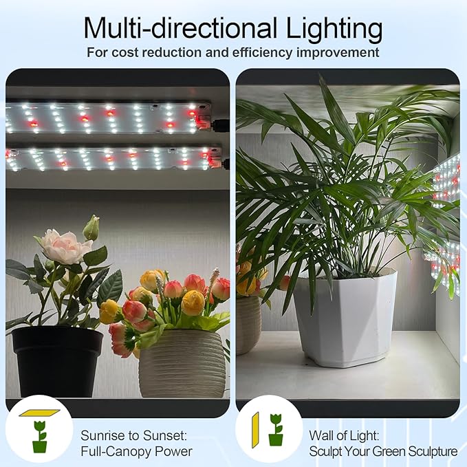 DOMMIA Grow Lights, 40W Linkable Grow Lights for Indoor Plants Full Spectrum, 6/12/16h Timer, Dimmable Ultra-Thin Plant Lights for Indoor Growing, Netural White, 2-Set