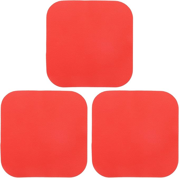 uxcell 3Pcs Rubber Jar Opener Grippers Pads, Multi-function Heat-insulated Non-Slip Grippers Pads for Jars, Kitchen Tool for Easy Opening (Red, Square)