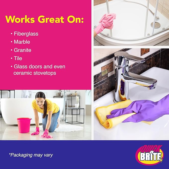 Quick 'n Brite Scum Off Shower Cleaner - No Scrub, No Harsh Chemical Daily Shower Cleaner, Multi-Surface All-Purpose Cleaner 16 Oz - Pack of 2 (Packaging May Vary)