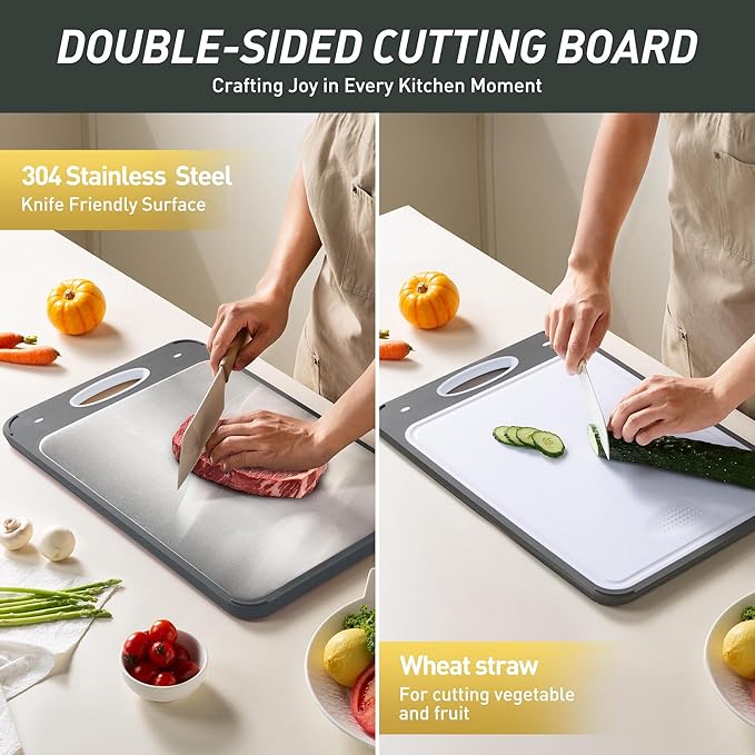 2 in 1 Stainless Steel Cutting Board with Handle 2 Packs Father Day Parents Papa Stepdad Pappy Poppy Pawpaw Who Want Nothing Everything Future Groom Bride Law Christmas Xmas Happy Birthday Gifts Ideal