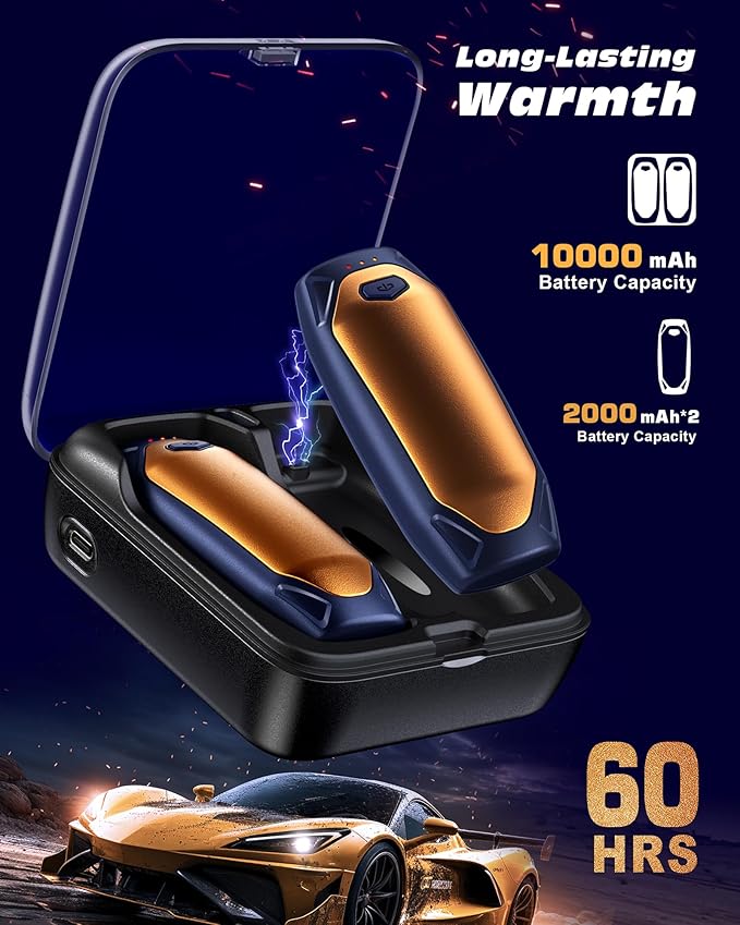 Kesguar Hand Warmers Rechargeable - 2 Pack 14000mAh AI Electric Hand Warmers with Charging Case, Magnetic 2 in 1 Pocket Handwarmers, Portable Heater Gifts for Women/Men/Golf/Camping/Hunting