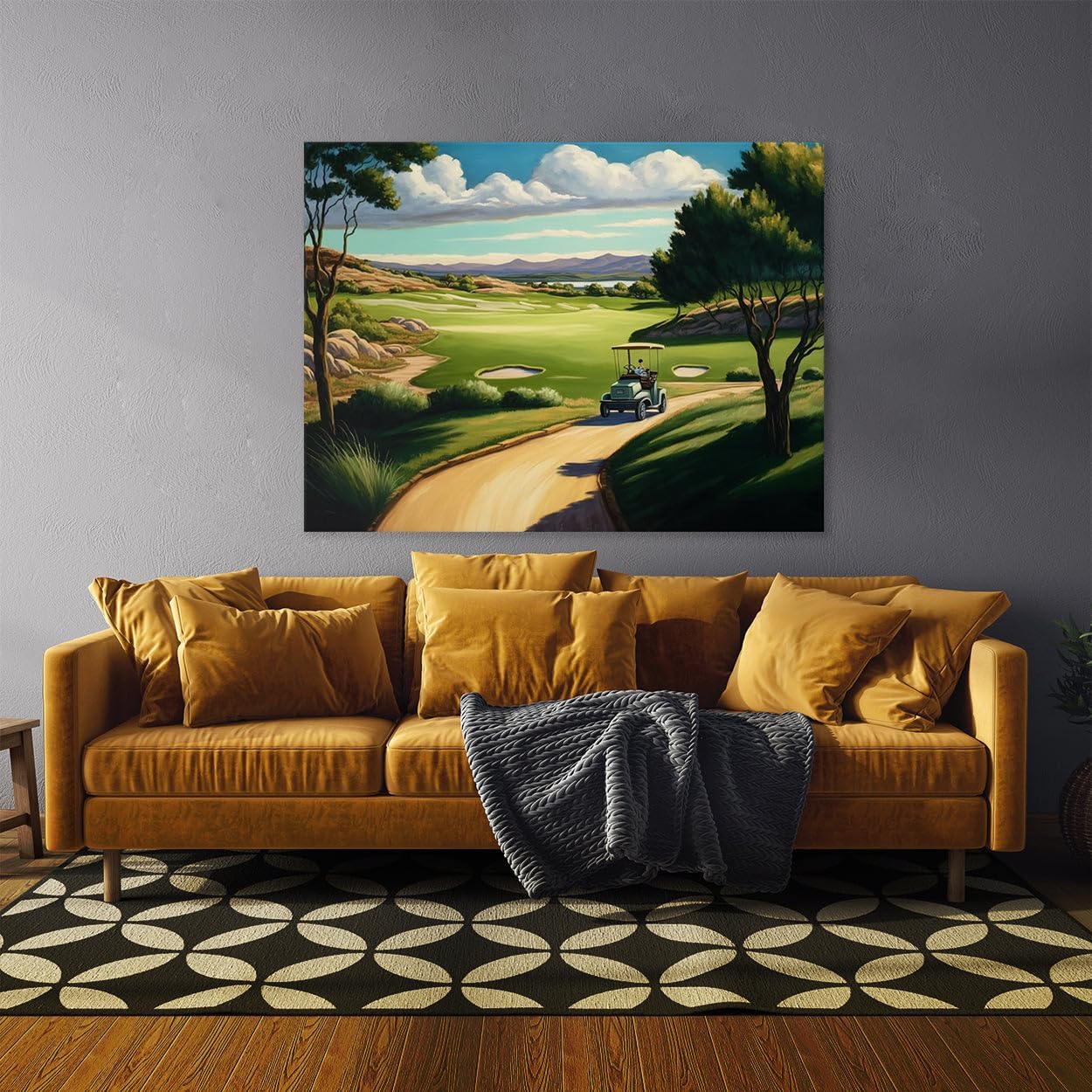 Sense Canvas Golf Cart Fairway Landscape 25 Canvas Art - Home Decor Wall Art Print Poster Painting Medium 24x18 / 1.5"