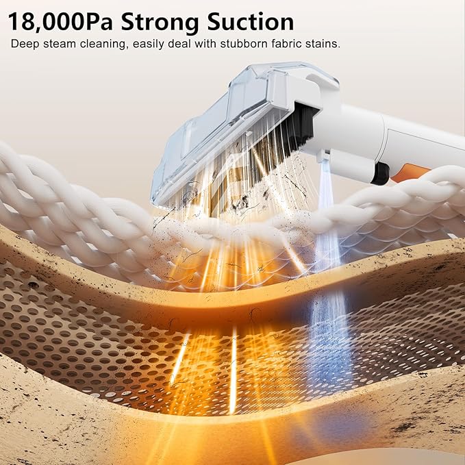 Portable Carpet & Upholstery Spot Cleaner Machine, Pro 18Kpa Powerful Suction Carpet Shampooer for Pet Stains, Furniture, Sofa, Stairs & Car Deep Cleaning with Dual Brush Heads & Cleaning Solution