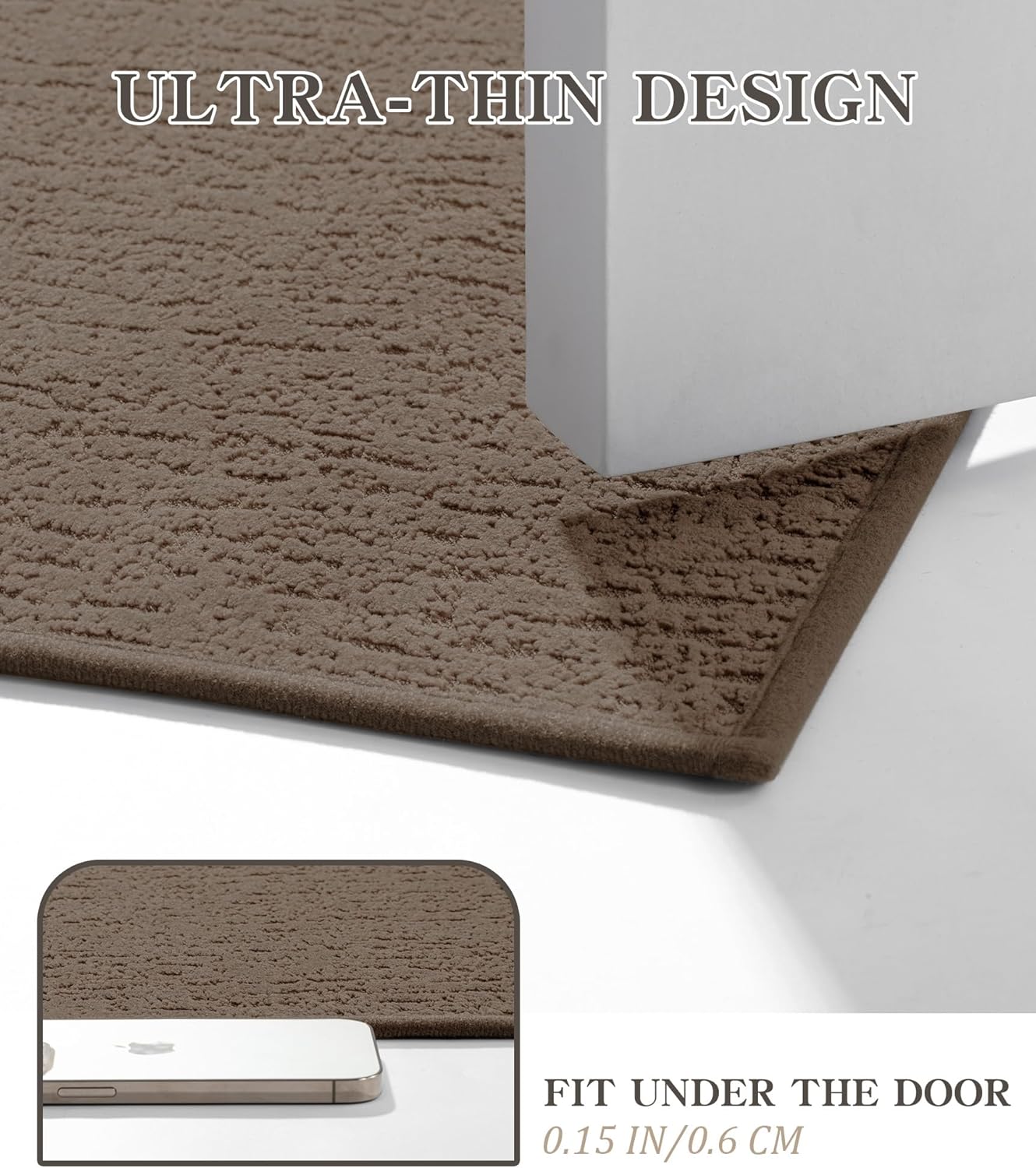 chakme Bathroom Rugs Mat U-Shaped 24x17, Ultra Thin Non Slip Bath Mat Small Quick Dry Absorbent Bath Mat for Bathroom Floor, (Coffee, U-24"x17")