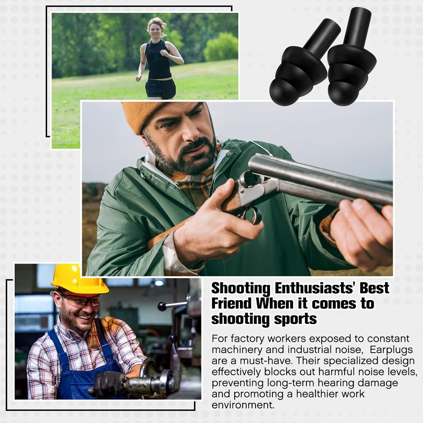 TrelaCo 200 Pairs Silicone Ear Plugs Soft Reusable Waterproof Ear Plugs for Sleeping Noise Swimming Hearing Protection Earplugs Shooting Construction Hunting Music Concerts (Black)