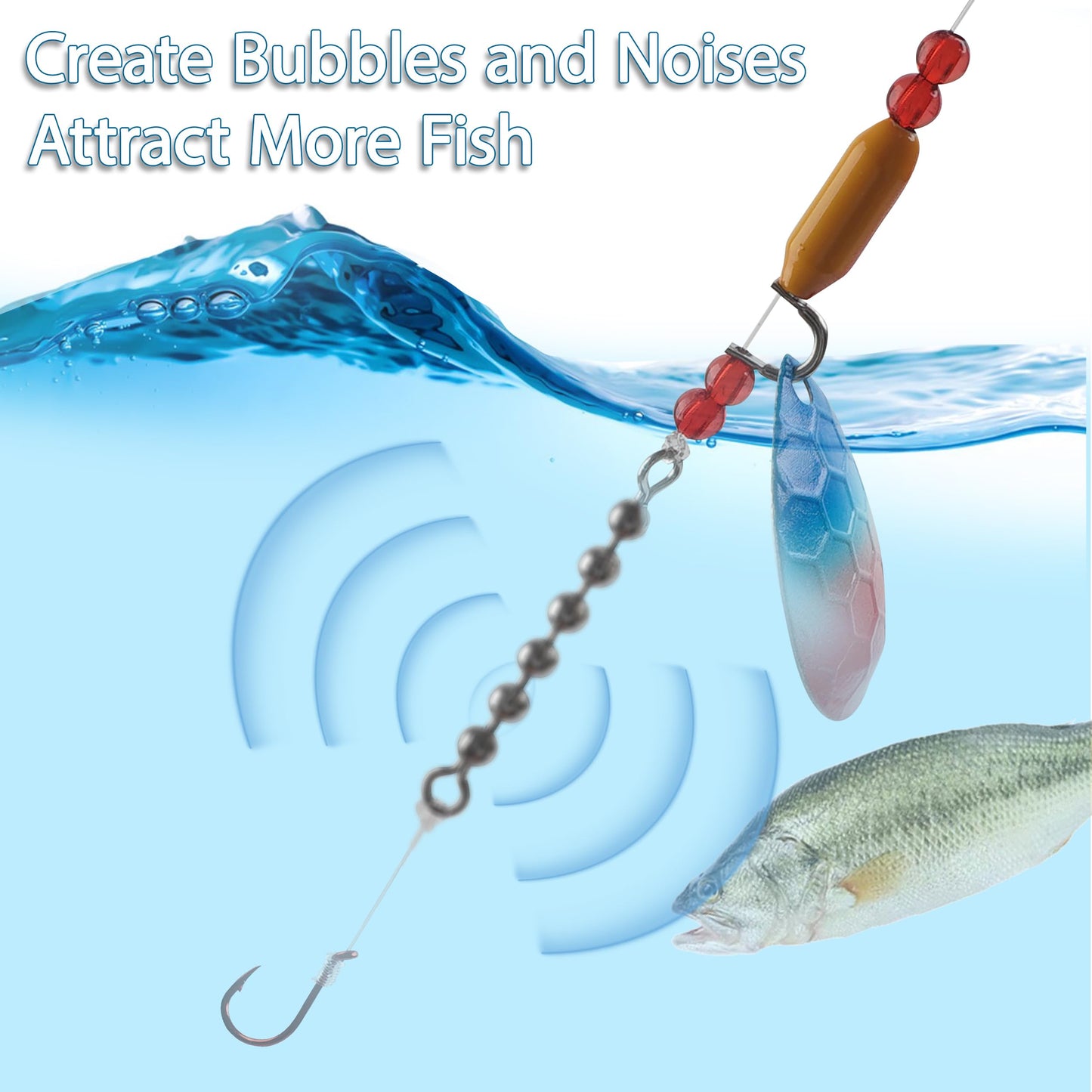 Walleye Rigs Fishing Lure Making Kit, 146pcs DIY Spinner Making Supplies Parts Colorado Blades Clevises Beads Hooks Swivels High Speed Trolling Drilling Rig Fishing Tackle