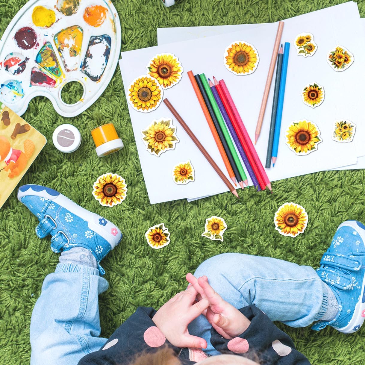 Sunflower Vinyl 50pcs Stickers Pack for Laptop Water Bottle Scrapbook Journal Phone Case Decoration DIY Accessories Hat Bumper Kids Teens Adults Bike Motorcycle Bedroom