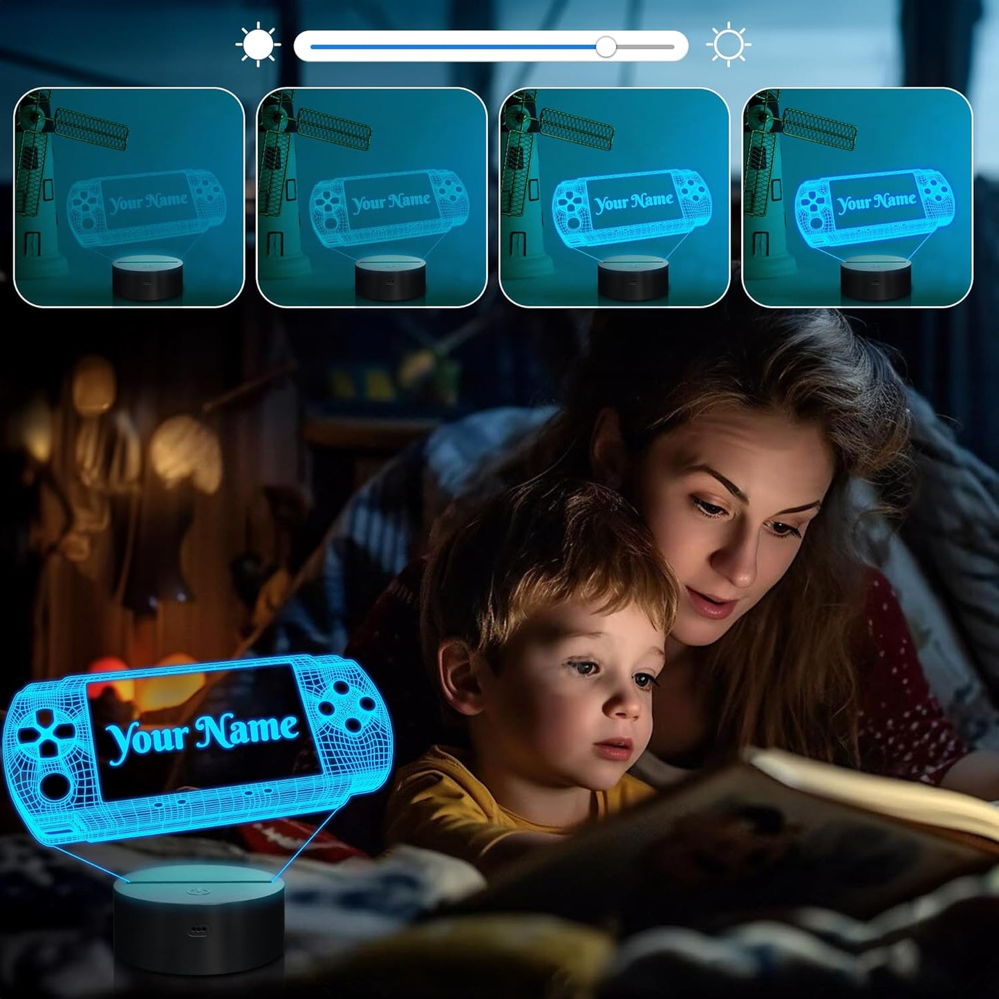 Attivolife Personalized 3D Game Theme Night Light, Table Desk Lamp Engraved Name Letter, Multicolor Custom LED Best Home Decor Birthday Christmas Gifts Toys for Boys Girls Kids